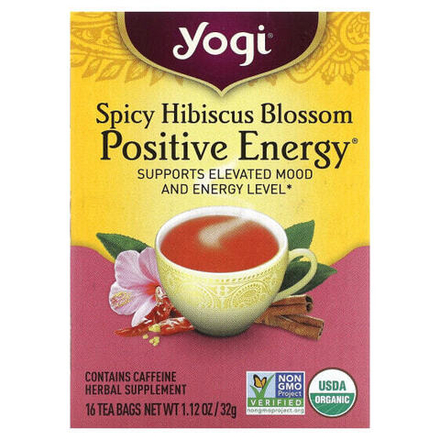 Травяные сборы и чаи Yogi Tea, Spicy Hibiscus Positive Energy, 16 чайных пакетиков, 32 г (1,12 унции)