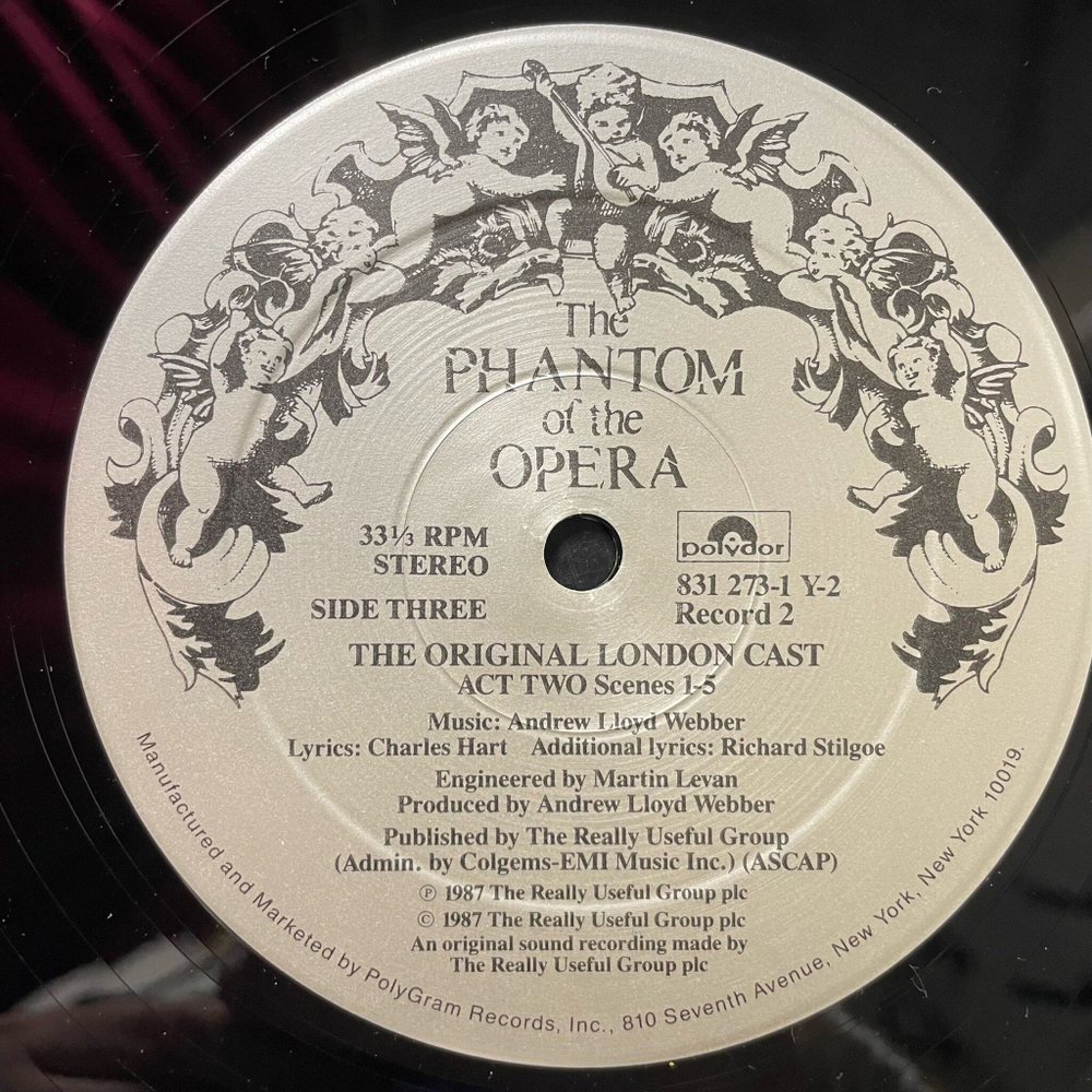 Винтажная виниловая пластинка LP Andrew Lloyd Webber The Phantom Of The Opera Призрак Оперы Мюзикл (USA 1987)
