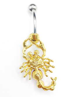 Украшение для пирсинга пупка " Скорпион" с цветными кристаллами. Медицинская сталь