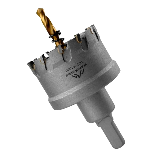 КОРОНКА ПО МЕТАЛЛУ ТВЕРДОСПЛАВНАЯ С ЦЕНТРИРУЮЩИМ СВЕРЛОМ VERTEXTOOLS 51мм