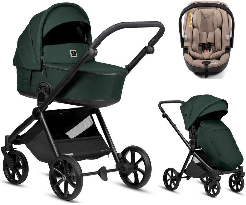 Детская коляска Tutis Mio 3 Plus Essential New 3 в 1 с автокреслом Beno Beige 1622240 Pacific Green