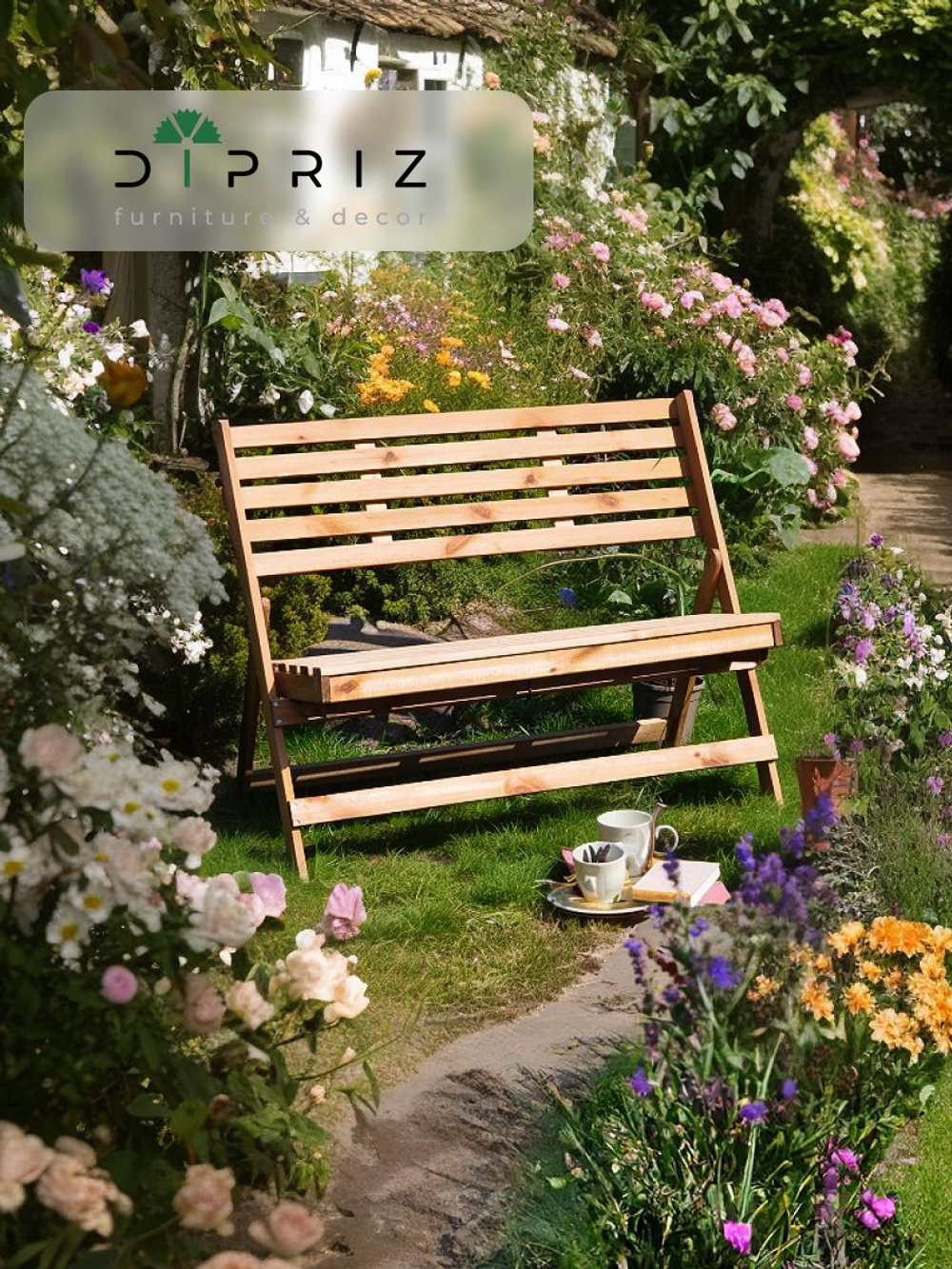 Складная скамья для дачи и дома Петра, деревянная со спинкой, из массива сосны, 103х88х47