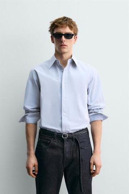 ZARА Х AARON LEVINE ФОРМАЛЬНАЯ РУБАШКА, НЕБЕСНО-ГОЛУБОЙ