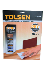 Шлифлист на бумажной основе TOLSEN P240 оксид алюминия 230х280мм 10шт. 32459