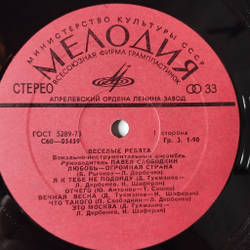 Винтажная виниловая пластинка LP Веселые Ребята Музыкальный Глобус (СССР 1982) Школьная Пора