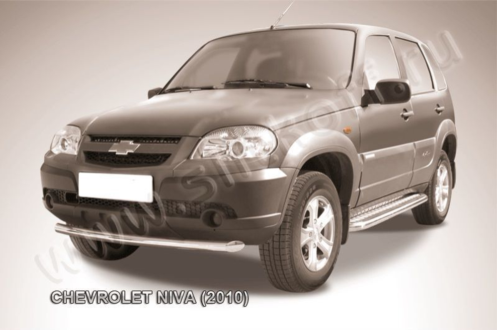 Защита переднего бампера (нержавейка) Chevrolet Niva (2009-2020) d57