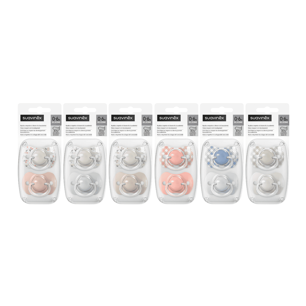 Набор физиологических пустышек Suavinex Birdies бежевый, 0-6 мес, 2 шт