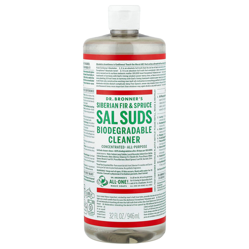 Dr. Bronner's, Sal Suds, биоразлагаемое очиститель, сибирская пихта и ель, 946 мл (32 жидк. унции)