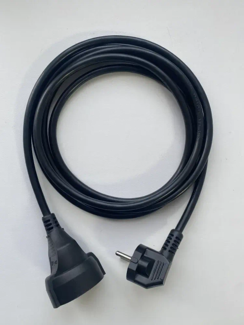 Удлинитель сетевой 1м с заземлением с одной розеткой IP22 16А ПВС ГОСТ 3х1,5 удлинитель бытовой, черный