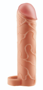 Телесная насадка с кольцом Perfect 2 Extension with Ball Strap - 19 см. (Цвет: телесный)