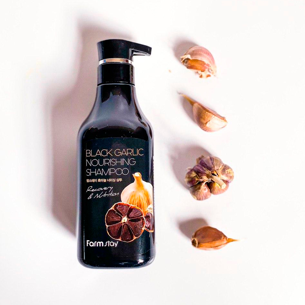 FarmStay. Восстанавливающий и укрепляющий шампунь Black Garlic Nourishing Shampoo