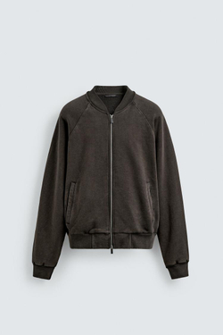 ZARA БОМБЕР С ЭФФЕКТОМ ПОТЕРТОСТИ, КОРИЧНЕВЫЙ