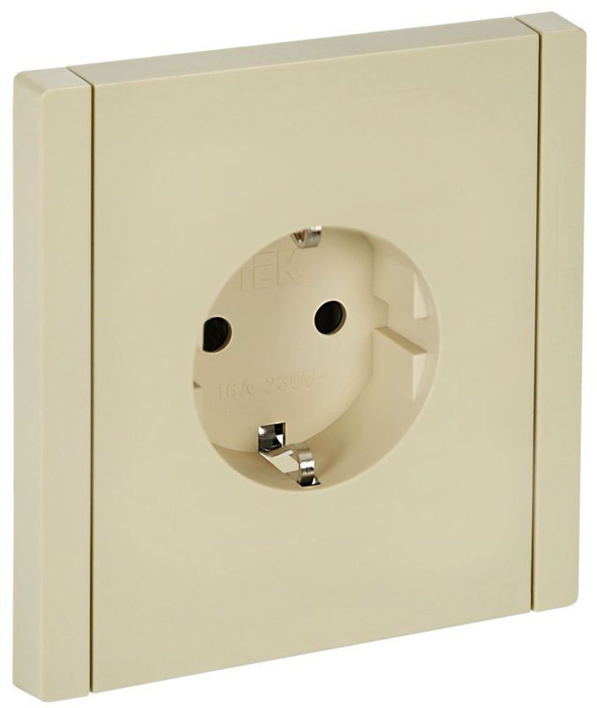 Розетка СП FORTE&amp;PIANO FP415 16А с заземл. защ. шторки винт. крепл. ваниль IEK FP-R14-16-K10