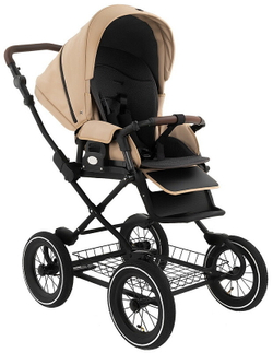 Детская коляска Roan Bass Next Classic Кожа d12 3 в 1 с автокреслом Elo Black RCL302/1 Caramel