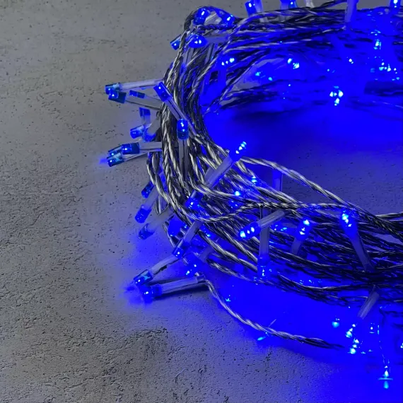Светодиодная гирлянда 20 м., 200 синих LED ламп, 24V., прозрачный силиконовый провод, IP65, Beauty Led (EST200-10-1B)