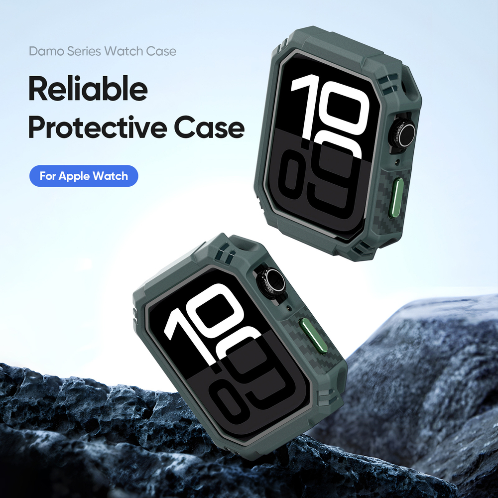 Чехол-бампер темно-зеленого цвета из Soft силикона от Dux Ducis для часов Apple Watch 46мм, серия Damo Series Case