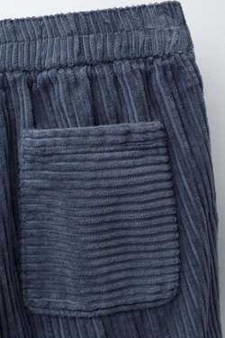 ZARA БРЮКИ BALLOON ИЗ ПЛОТНОГО ВЕЛЬВЕТА, СИНИЙ