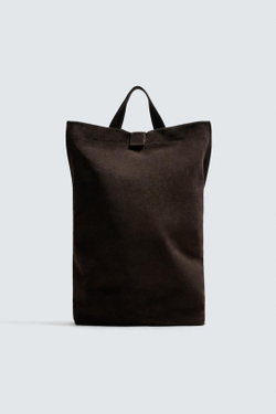 ZARA КОЖАНАЯ СУМКА-ШОПЕР, КОРИЧНЕВЫЙ