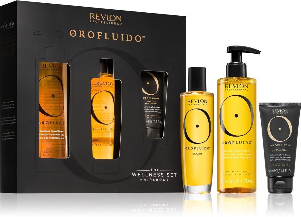 Orofluido nourishing Hair oil 100 мл + shampoo with argan oil 240 мл + body cream 50 мл The Wellness Set Hair &amp; Body