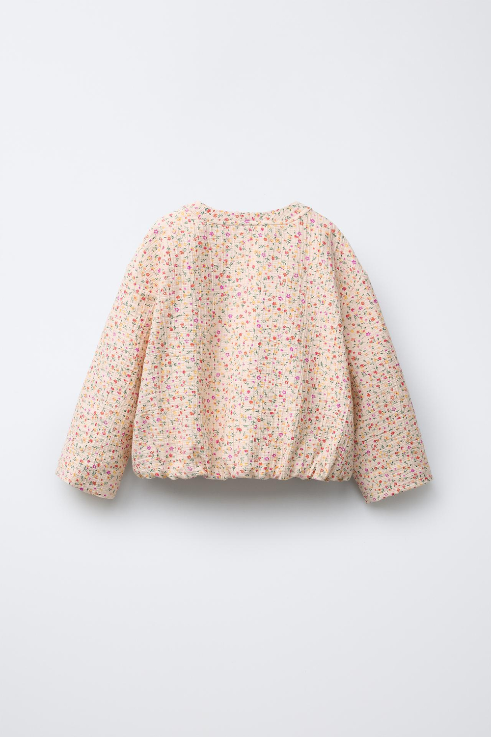 ZARA КУРТКА ИЗ ТКАНИ С ЦВЕТОЧНЫМ ПРИНТОМ, ЭКРЮ