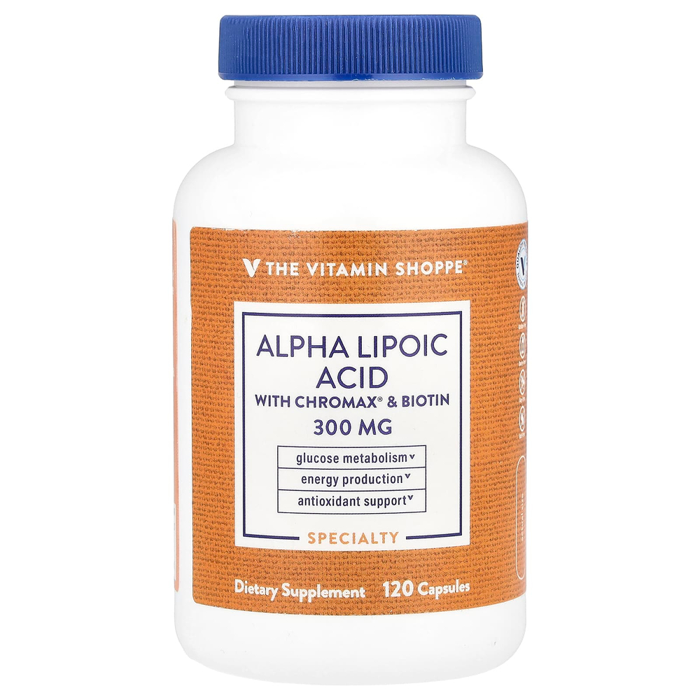 The Vitamin Shoppe, Альфа-липоевая кислота с Chromax® и биотином, 120 капсул