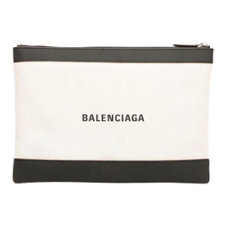 Balenciaga Navy Cow Leather Clutch Medium Men"s Black White