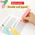 набор текстовыделителей 6 ЦВЕТОВ BRAUBERG "ORIGINAL PASTEL" линия письма 1-5 мм (4 штуки в упаковке)