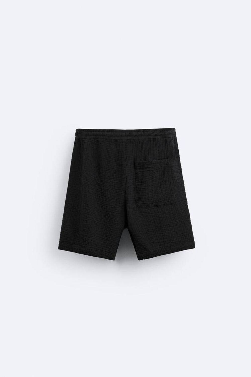 ZARA ШОРТЫ ИЗ ЖАТОЙ ТКАНИ, ЧЕРНЫЙ