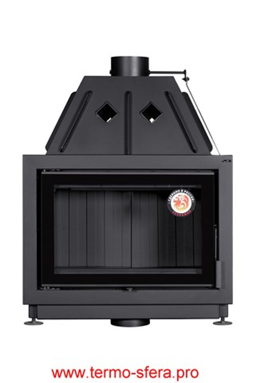 Каминная топка Экокамин Альфа 700-150 B принтинг черный шамот