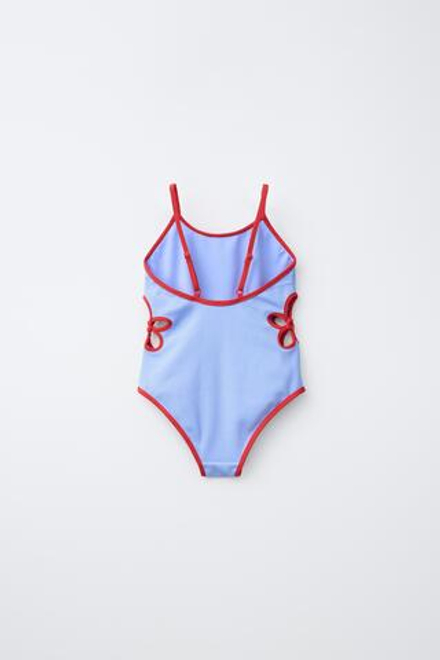 ZARA КУПАЛЬНИК С КОНТРАСТНЫМИ ЦВЕТНЫМИ ВЫРЕЗАМИ, СИНИЙ