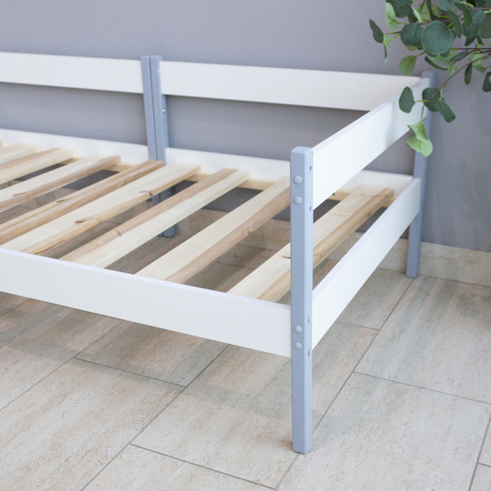 Кровать подростковая "Малютка ЛД" 160*80 см., белая/серая (СЧ)