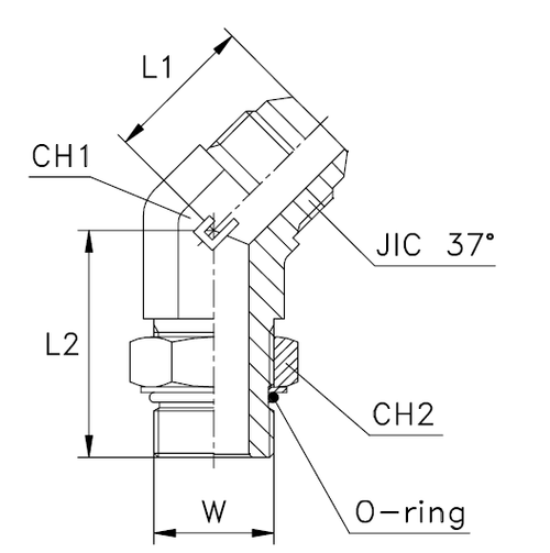 Штуцер FRA45 JIC 7/16" UNF7/16"