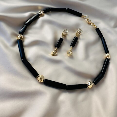 Комплект бижутерии "Черное солнце" из шунгита