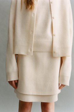 ZARA ЮБКА ИЗ РИФЛЕНОГО ТРИКОТАЖА, ЭКРЮ