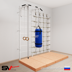 Шведская стенка Sv Sport 51370 (Турник стандарт/Канат/Кольца/Цепь/Мешок 30кг/Мат 2м/Канатный лаз)