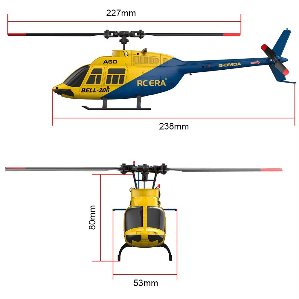 Радиоупраляемый вертолет RC ERA A60 4CH 1/42 BELL-206 Позиционирование оптического потока 120-метровым 6-осевым гироскопом