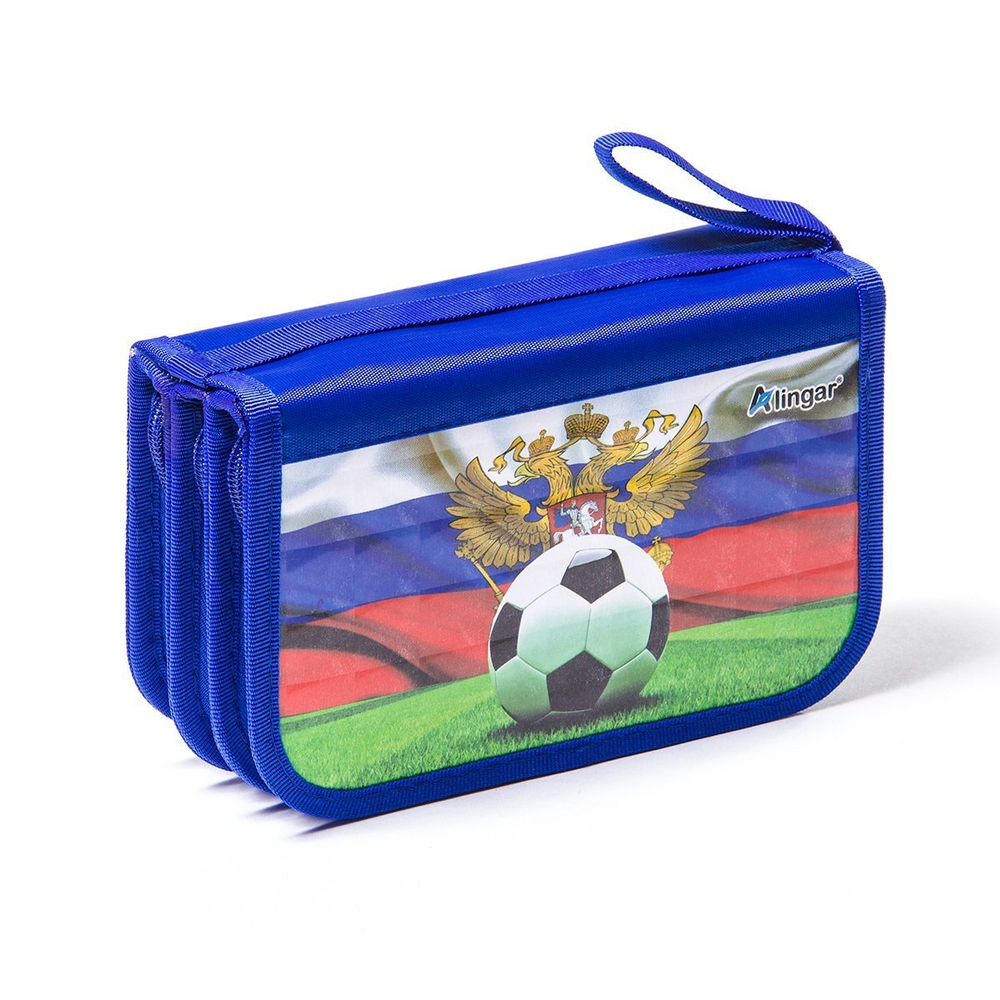 Пенал 3 отделения Alingar, лам. картон, молния, 3D, 120 х 190 мм, ассорти