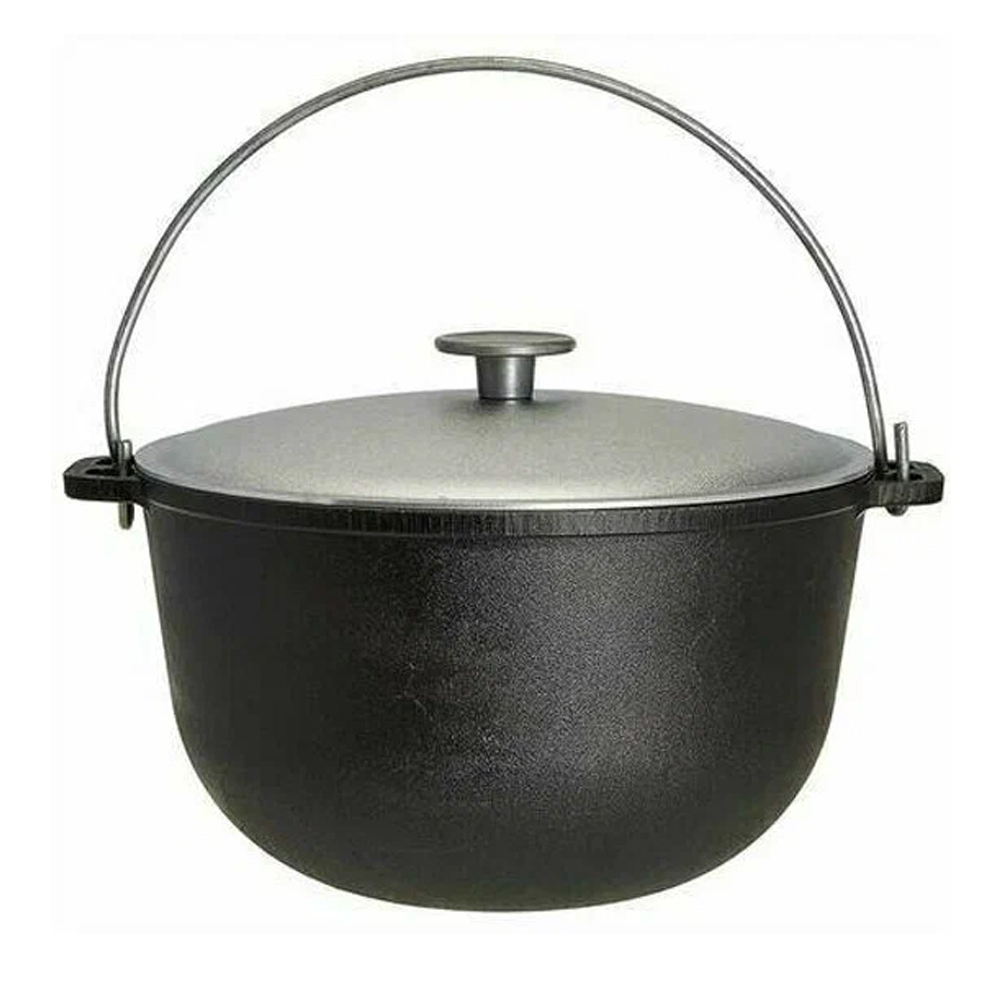 Казан 10л походный чугунный с алюминиевой крышкой, тм Гардарика