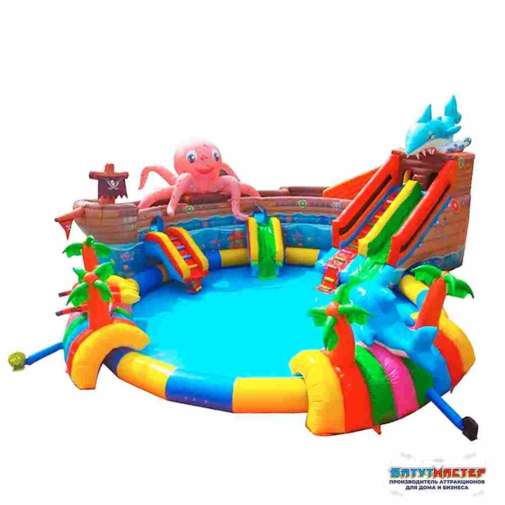 Надувной аквапарк с бассейном и горками «Океан веселья», 15×15×6 м