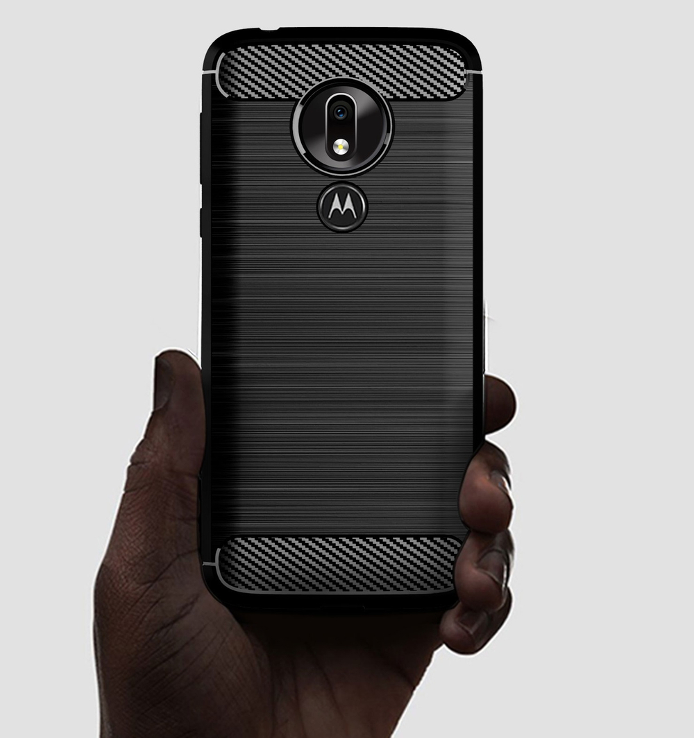 Чехол для Motorola Moto G7 Power цвет Black (черный), серия Carbon от Caseport