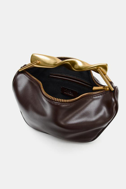 ZARA МИНИ-СУМКА С МЕТАЛЛИЧЕСКОЙ РУЧКОЙ, БОРДОВО-КРАСНЫЙ