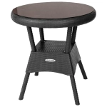 Стол круглый со стеклом RATTAN Ola Dom антрацит 700х720мм