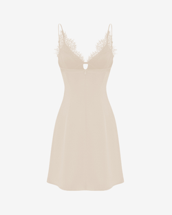 Платье мини из сатина с кружевной отделкой