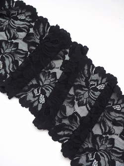 Эластичное кружево черное ширина 20 см ОТРЕЗЫ