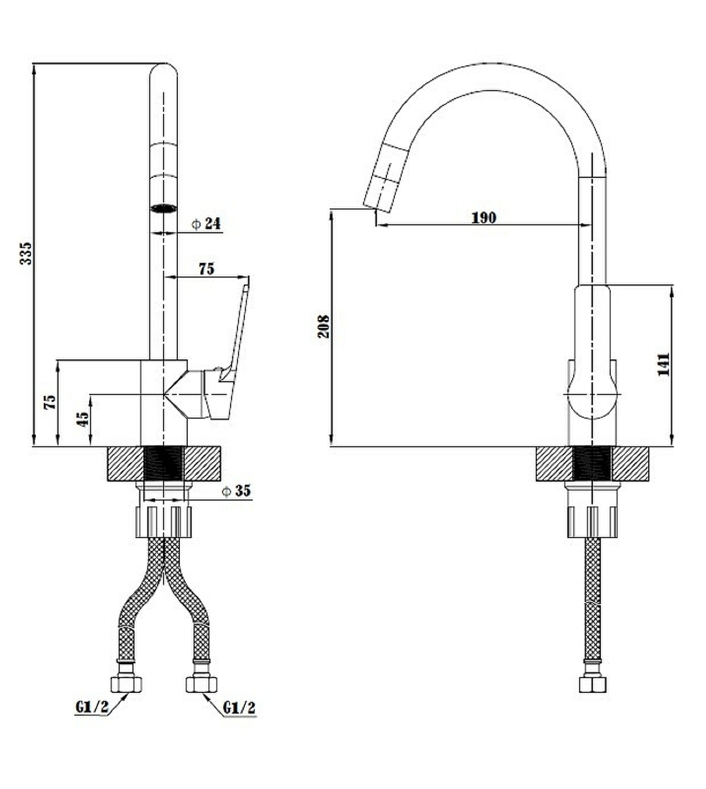 СМЕСИТЕЛЬ ДЛЯ КУХНИ ESKO SINGAPORE ПОВОРОТНЫЙ ИЗЛИВ SB519
