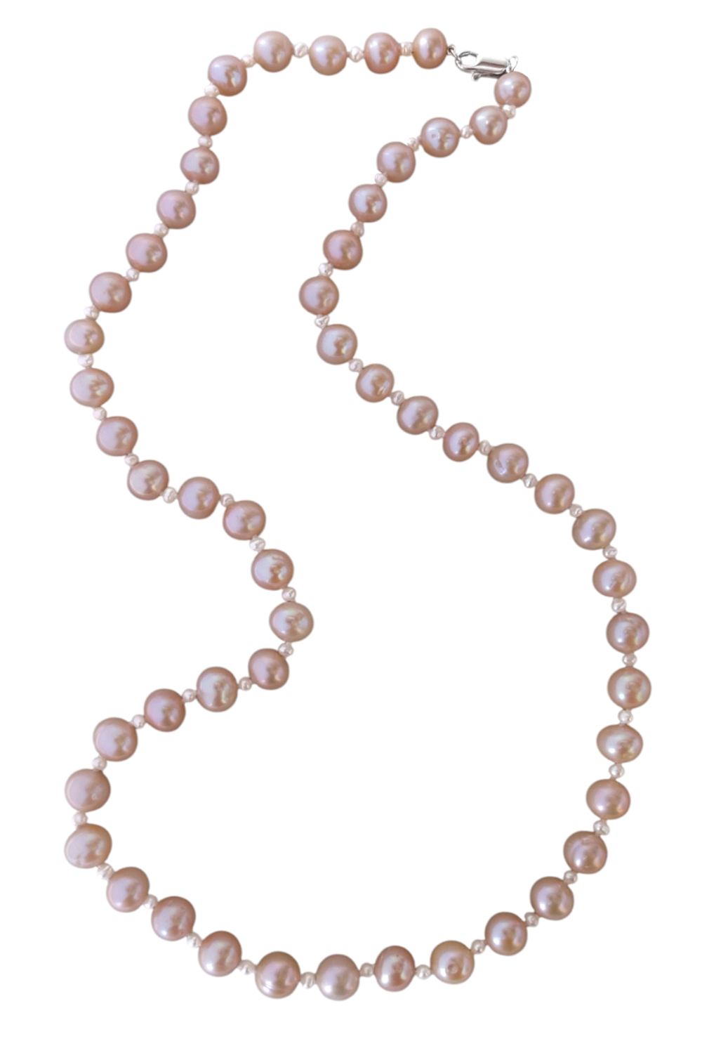 Бусы из розового и белого жемчуга