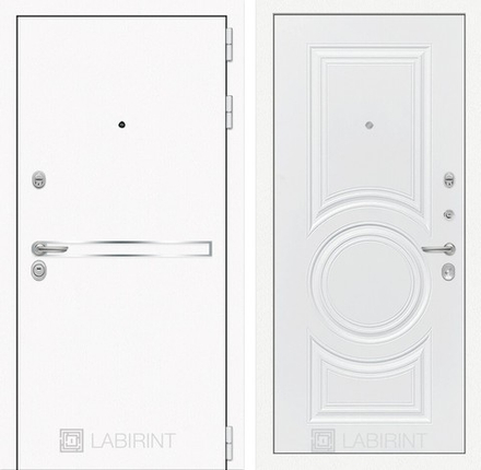 Входная металлическая дверь Лабиринт Лайн WHITE 23 (Белые входные двери) - Белый софт.