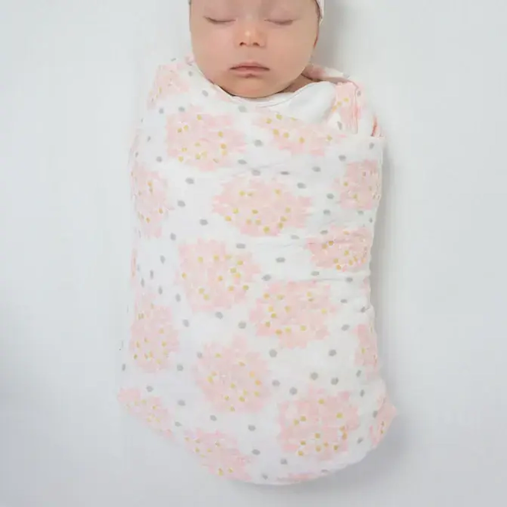 SwaddleDesigns SDM-171P Пеленка муслиновая - Heavenly Floral with Touch of Gold Shimmer, Pink