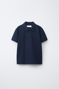 ZARA БАЗОВОЕ ПОЛО ИЗ ПИКЕ, СИНИЙ