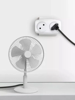 Тройник SP-2-W ЭРА / Тройник розетка электрический / Разветвитель без заземления, 2 розетки, плоский, 16А, белый